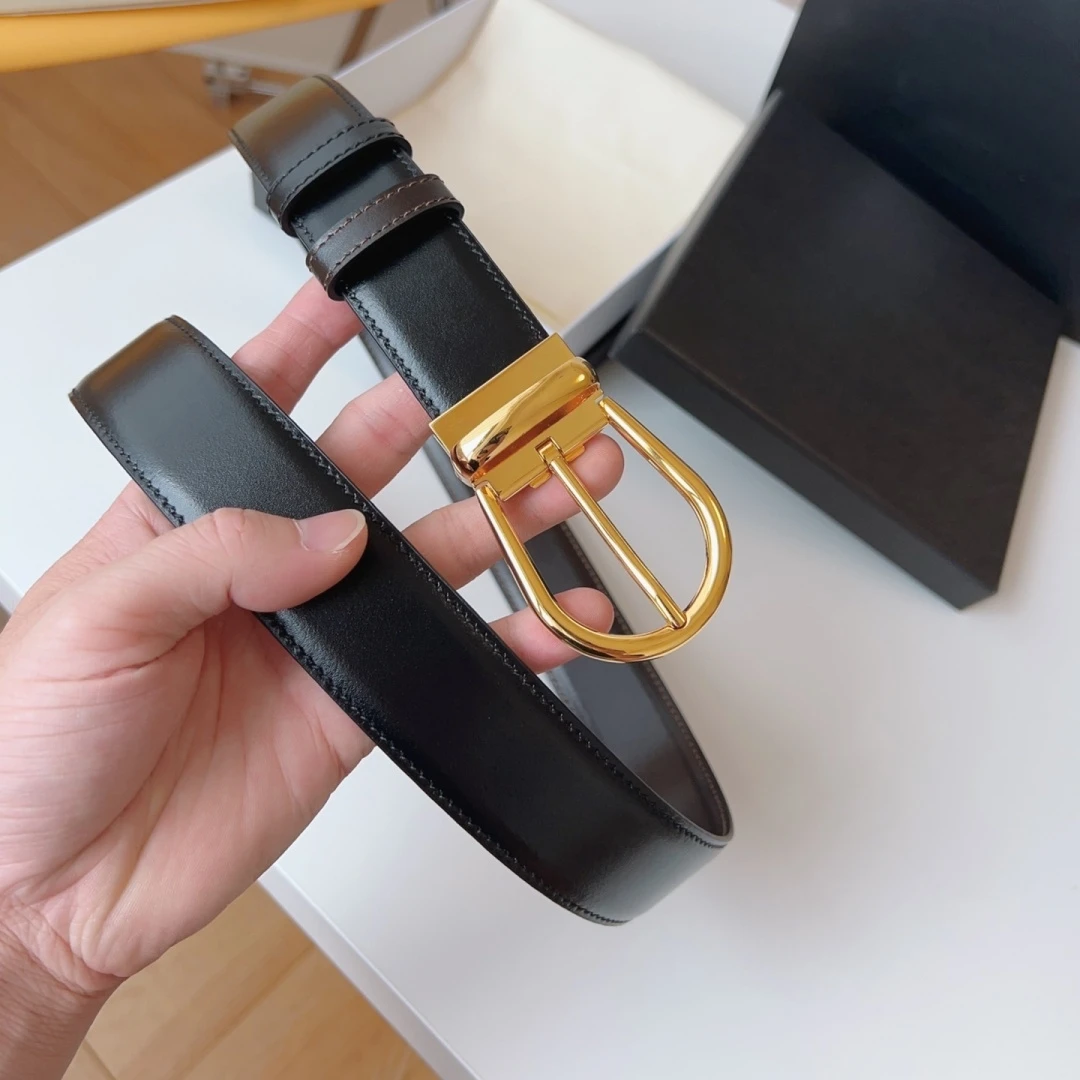 Men's Reversible Genuine Leather Belt Luxury Brand Rotatable Pin Buckle Business Formal 35mm Waist Strap Black Brown Two‑Sided