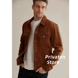 Men's Blazer Coat Suede Khaki Color Single-Breasted Wedding Dress Party DressesProm Suits Blazer Men's Clothing Sport Jacket