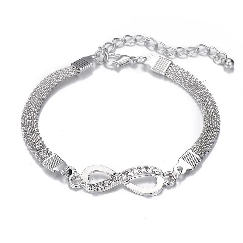 Rhinestone Infinity Bracelet Men\'s Women\'s Jewelry 8 Number Pendant Charm Blange Couple Bracelets For Lover Friend Women Gifts