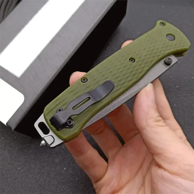 Cuchillo Bailout BM 537, Navajas de bolsillo de autodefensa, cuchillo plegable EDC de supervivencia para exteriores, herramienta de caza y acampada, mango de nailon