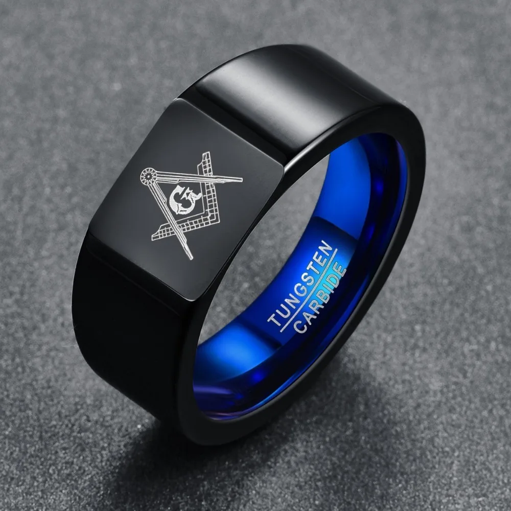 Somen 10mm Wolfram Hartmetall Ringe Für Männer Vakuum Überzug Zwei Ton Freimaurer Ring Punk Party Männlichen Schmuck Geschenk komfort Fit Anillos