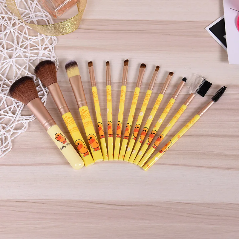 

12PMakeup Brush Set HelloKitty Anime Lip Eyeshadow Brush Kawaii Cartoon Jewelry Blush Eyebrow Brush Beauty Tools Girls Women Gif