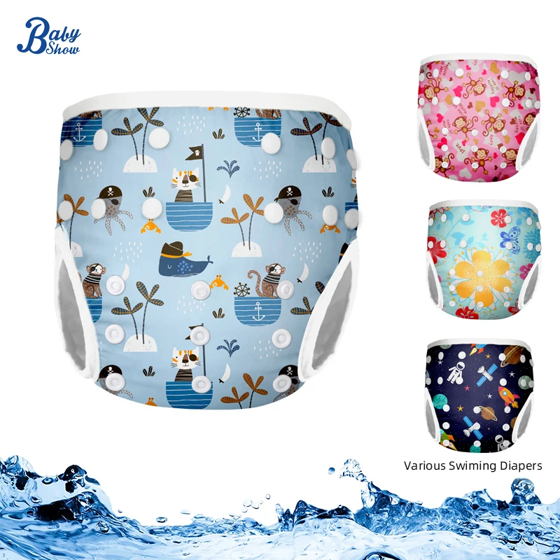 Babyshow Swiming Diapers Waterproof Adjustable Cloth Nappies Pool Pant Breathable Summer Reusable Diaper Swim Diapers for Babies