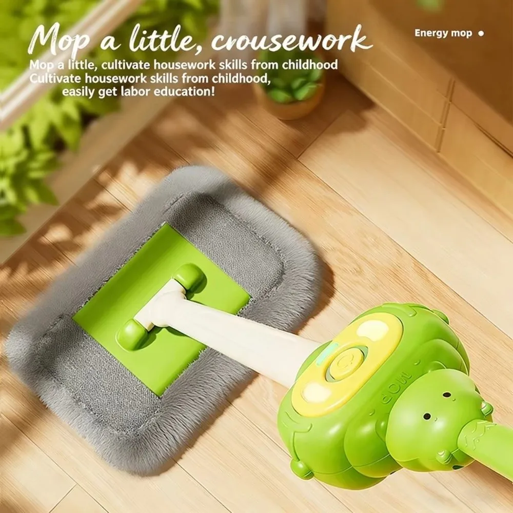 New Plastic Simulation Cleaning Mop Light and Sound Microfiber Pad Mop Cartoon Animal Detachable Play Mop Housework Game