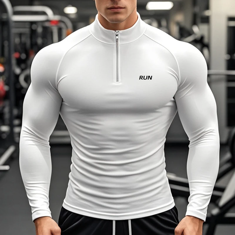 Polos de compression ajustés à séchage rapide pour l'automne, T-shirts de musculation à manches long