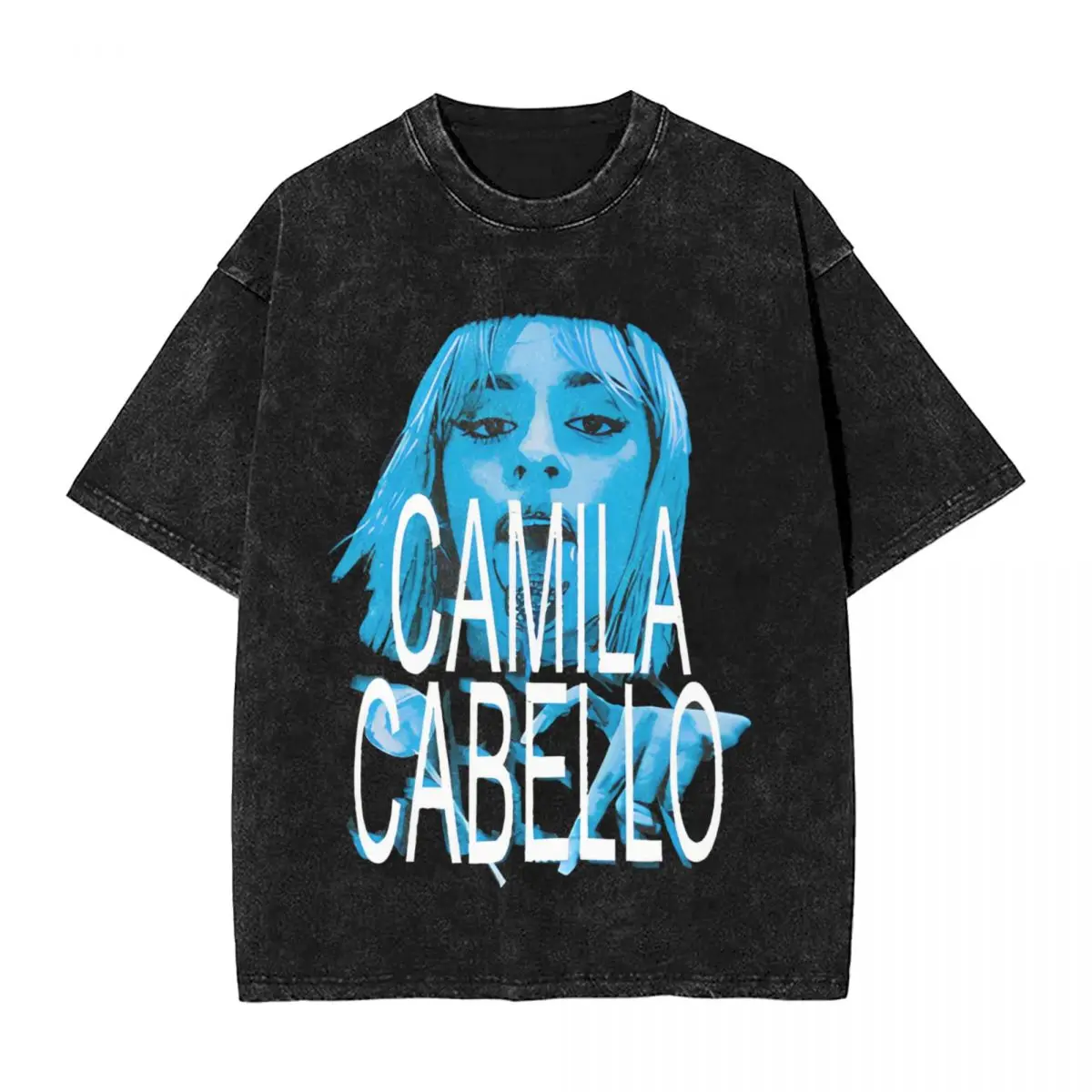 Camila Cabello Rap Washed T Shirts Streetwear Vintage T-Shirts Album Tee Shirt for Men Women Short Sleeve High Street Graphic