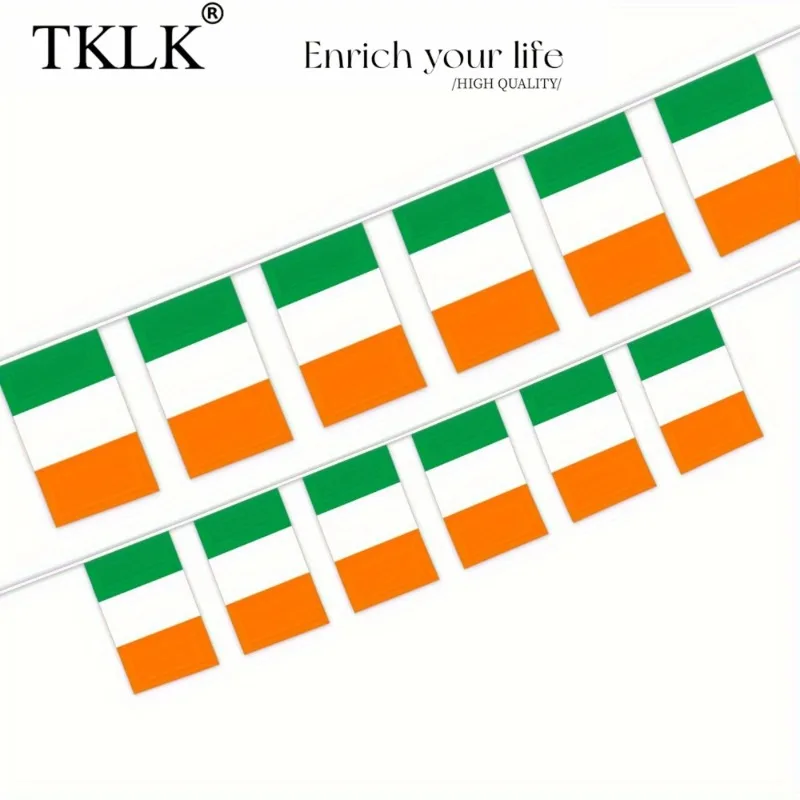 25pcs/30pcs Ireland string flag 14x21cm Green White Orange IRISH string Banner, Small Mini Irish Flags Bunting Banner