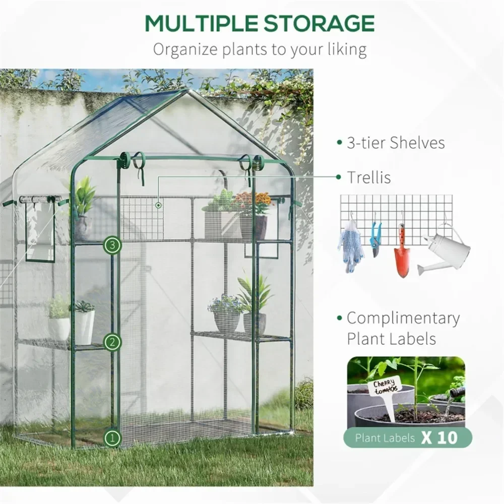 Mini Greenhouse with Easy Access Door Vented Windows Protective Mesh Screen Walk-in Garden Supplies for Plant Growth Protection