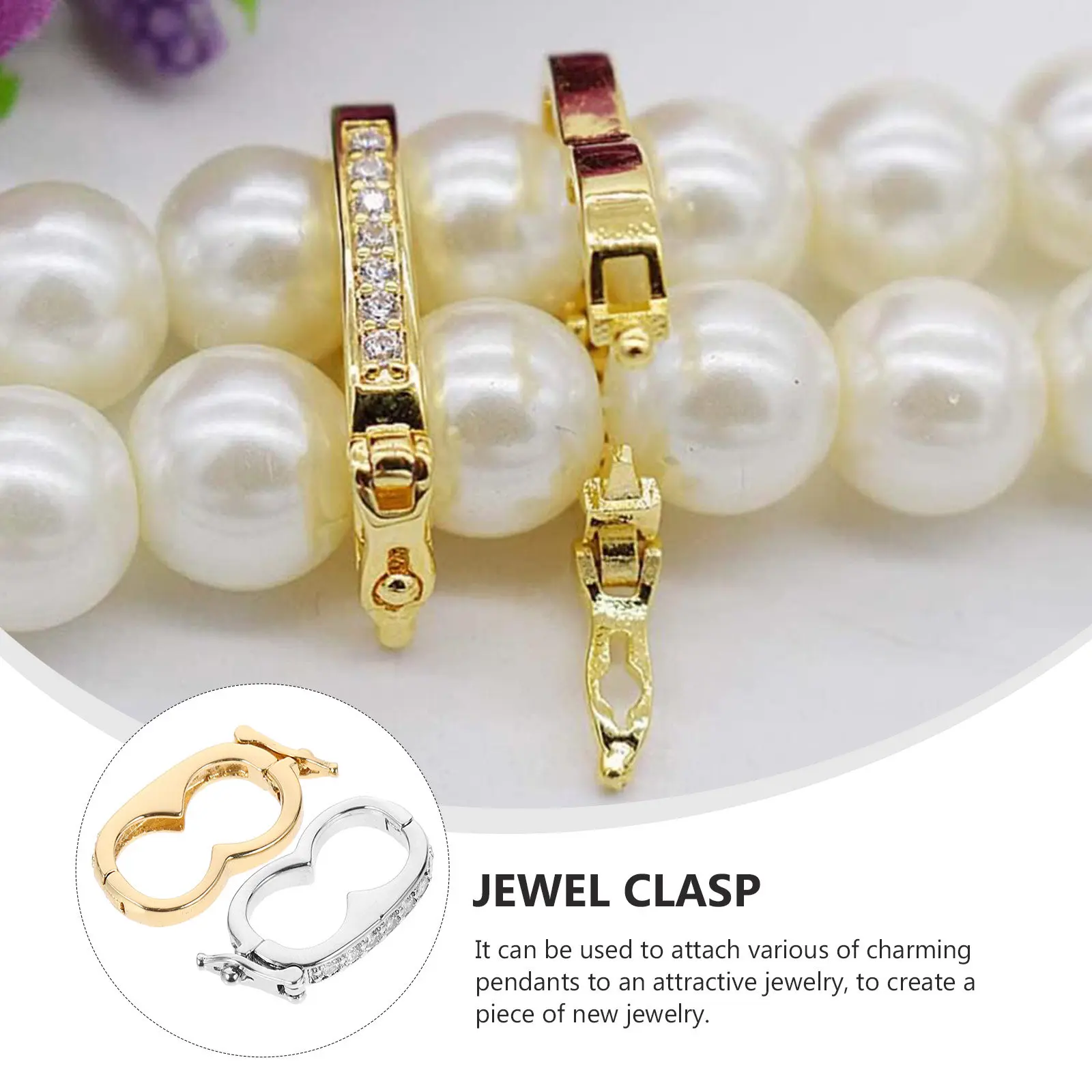 2Pcs Necklace Clasp with Lock Pearl Enhancer Shortener Clasps for Jewelry Making DIY Accessories Rustproof Sturdy Craft Supplies
