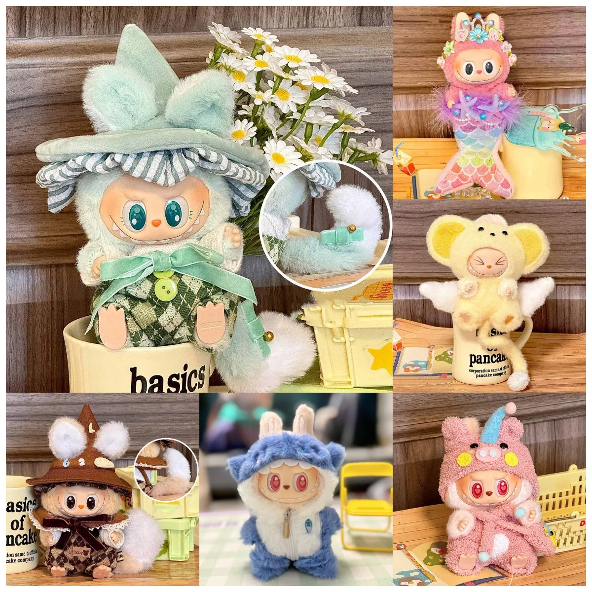 

Mini Plush Doll Clothes Outfit Accessories for Korea Kpop Exo Labubu Idol V1 V2 Bubble Overalls Hat, Clothing Gift