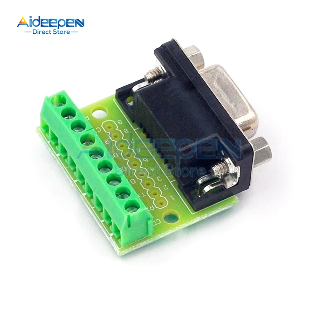 1 قطعة DB9 الذكور والإناث موصل محول المسمار محطة 9-Pin 9-Hole RS232 RS485 تحويل المجلس