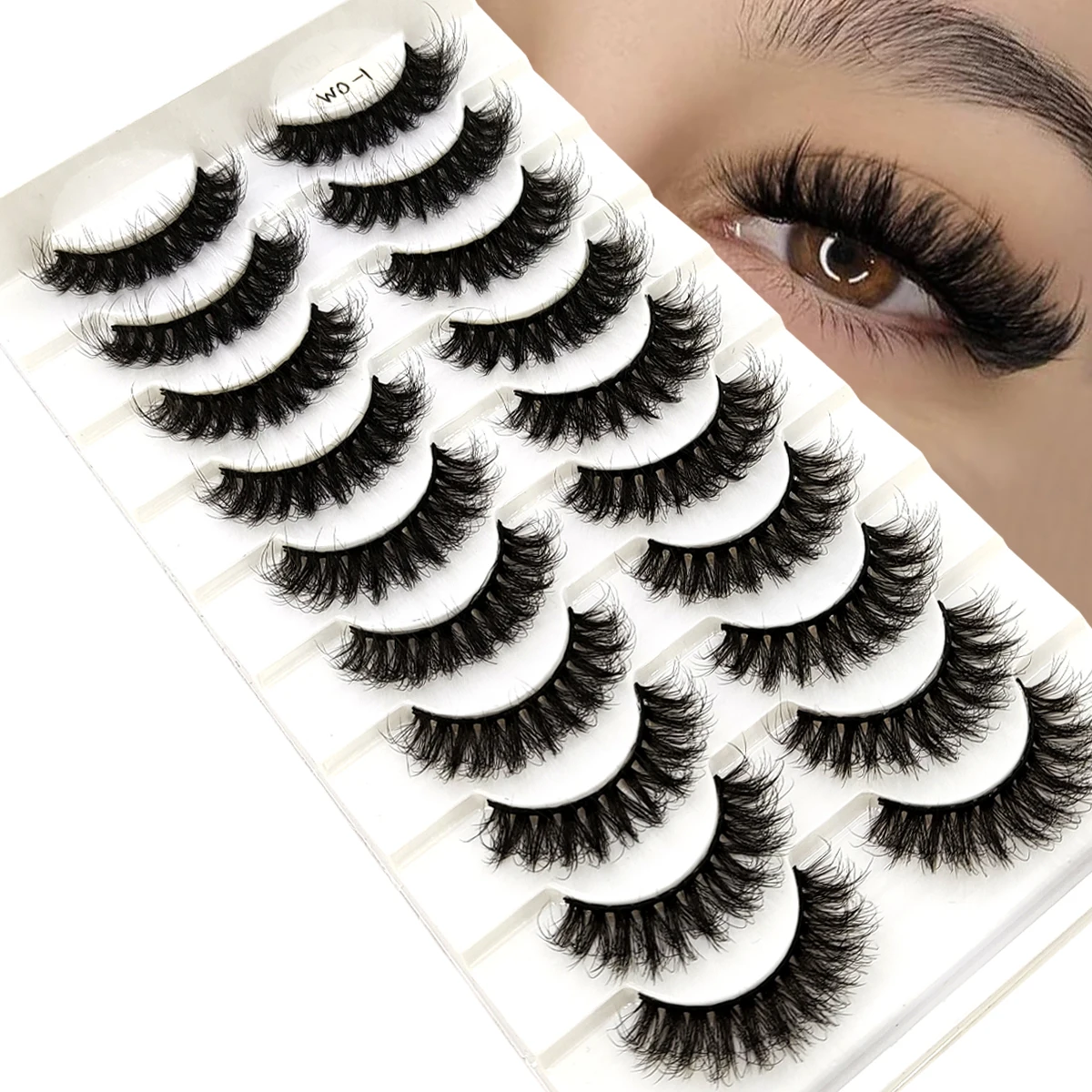 10 paia di ciglia per gatti, soffici e sottili, ricci, effetto piuma naturale, leggere e flessibili con ciglia finte
