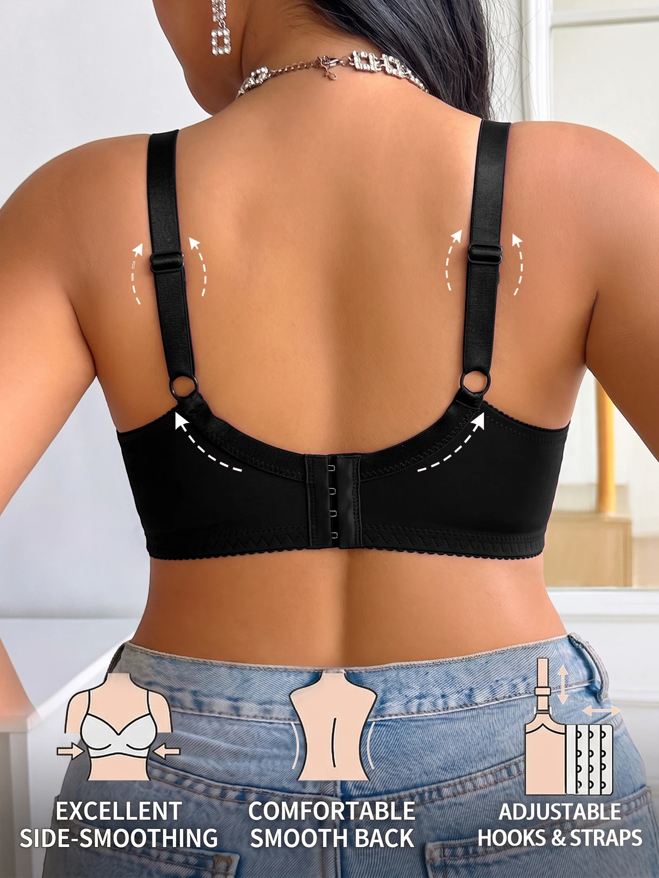 Plus Size Women Floral Full Cup Underwire Push-Up Bra Anti-Sagging Side Collection Lifting Comfort Lingerie