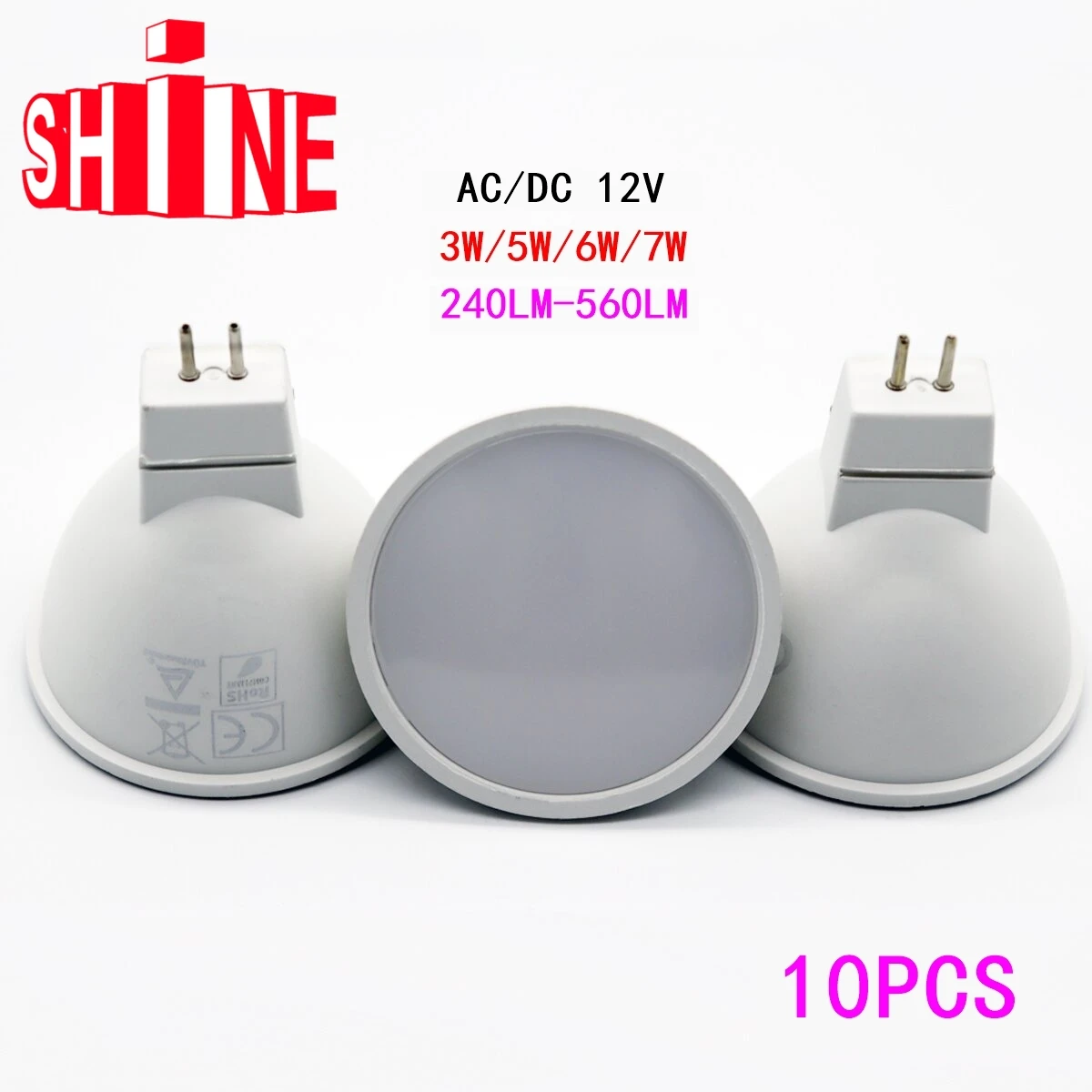 10PCS LED Spotlight MR16 GU5.3 low pressure AC/DC 12V 3W 5W 6W 7W Light Angle 120 degrees Warm White Day Light LED Light Lamp