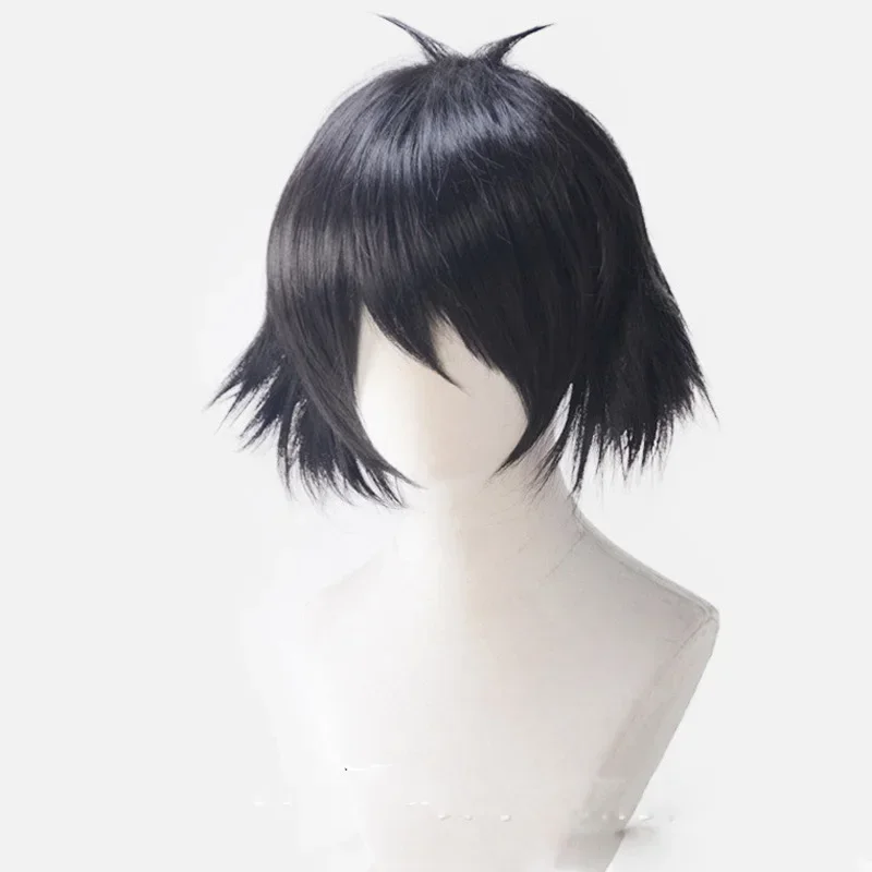 Anime Steins Gate Ruka Urushibara Shiina Mayuri Cosplay Wig Black Short Curly Halloween Costume Synthetic Wigs   Free Wig Cap