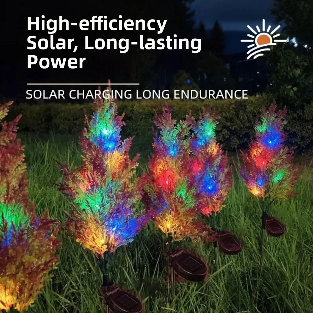 다채로운 태양광 소나무 램프 방수 사실적인 풍경 잔디 램프 무선 지면 설치 크리스마스 정원 바닥 램프