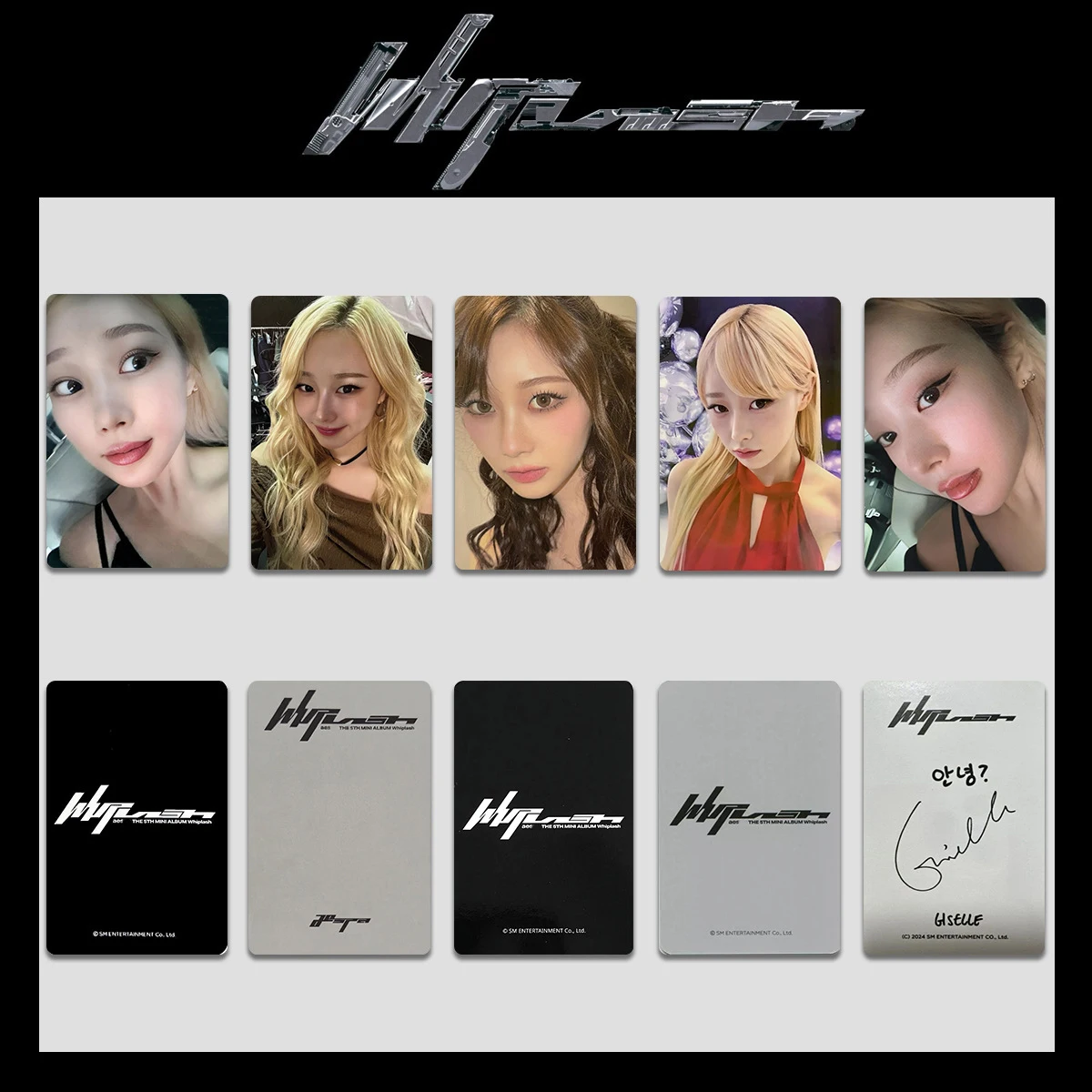 5Pcs/Set KPOP KARINA NINGNING Album Whiplash Photo Cards WINTER GISELLE Personal Postcard Double-sided LOMO Card Fans Collection