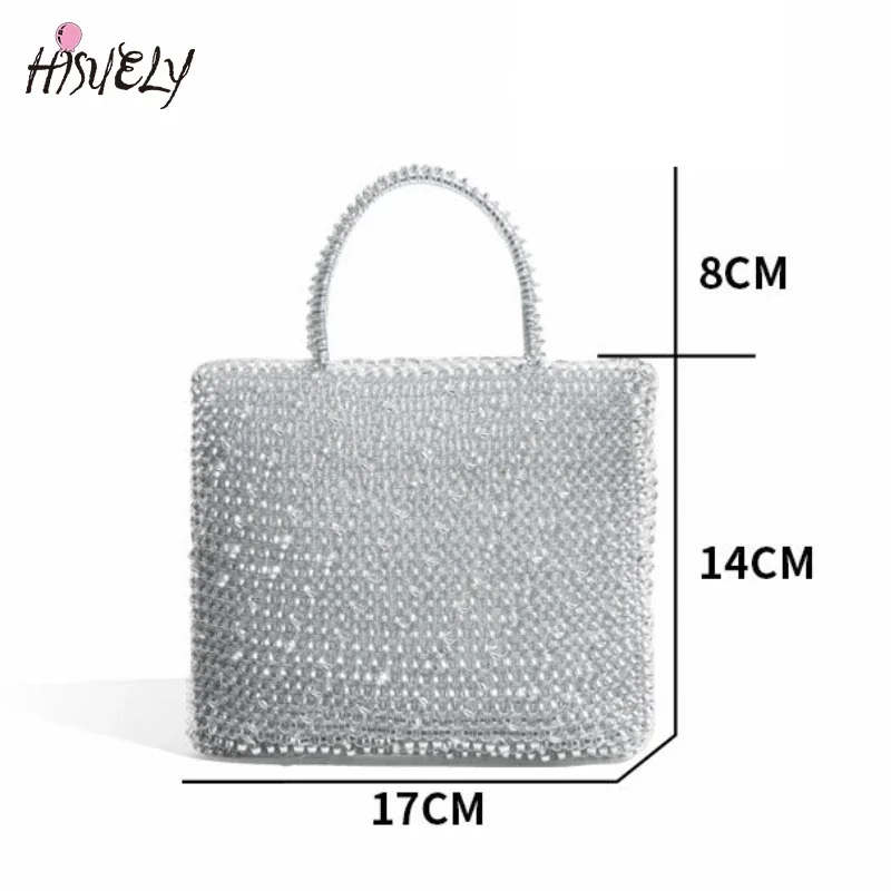 HISUELY Fashion PVC Square Party Tote Handbag For Women 2025 Luxury Design Solid Color Ladies Daily Shopping Pouch Phone Purse