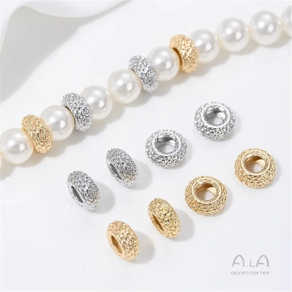 Cuentas de rueda de serpiente de oro de 14K, patrón de escamas de serpiente de dragón, cuentas con orificio grande, anillo para correr, pulsera DIY, collar, accesorios de joyería