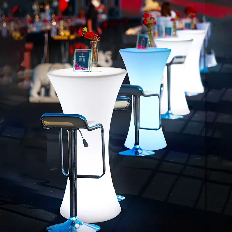 Led Round Cocktail Table KTV Bar RGB Lighting Furniture Remote Control