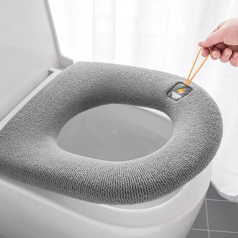 23 styles Winter Warm Toilet Seat Cover Closestool Mat Washable Bathroom Accessories Knitting Pure Color Soft O-shape Pad Bidet