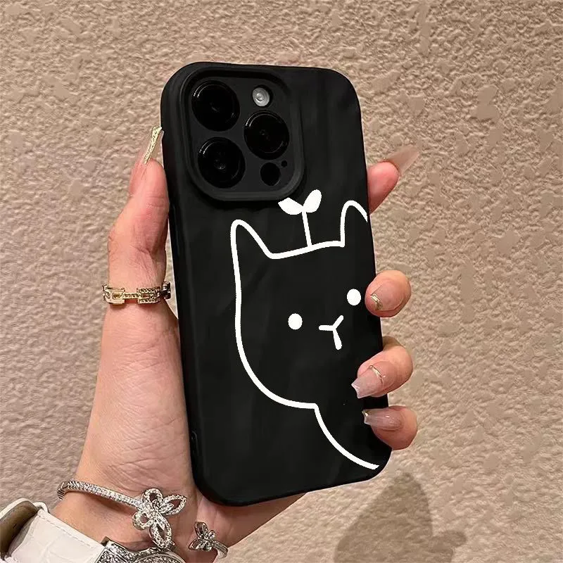 Gourde Funny Cute Cat Matching Couple Set Pleats Phone Case for IPhone 16 15 14 12 13 11 Pro Max IP 7 8 Plus Iphon X XS XR XsMax