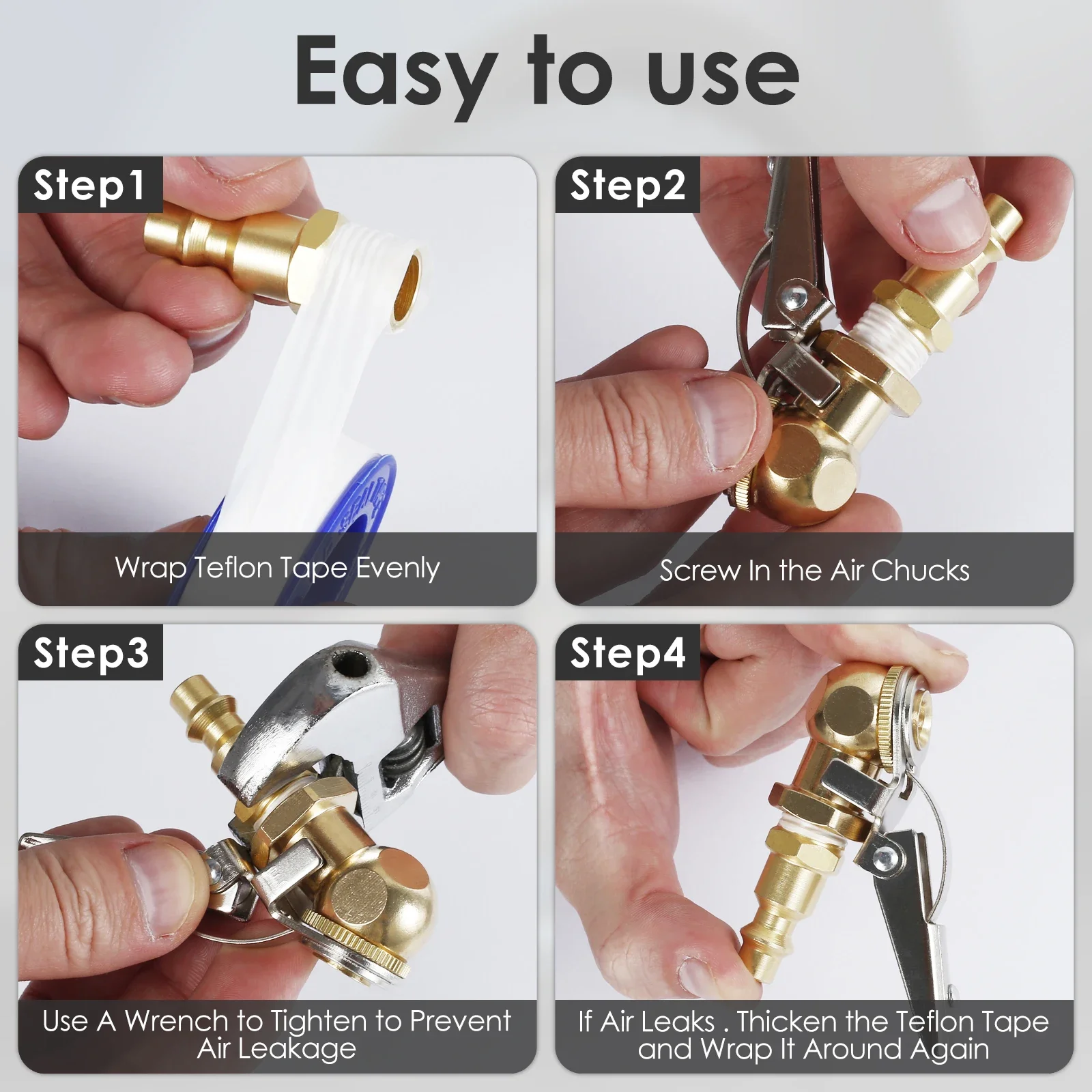 2Pcs Car Air Pump Nozzle Adapter 1/4inch FNPT Tire Air Chucks Car Inflator Valve Connector Clamp Car Inflator Valve Connector