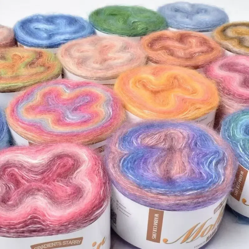 

250M/Roll Rainbow Mohair Yarn Soft Crochet Hand-Woven Soft Yarn For Crochet Sweater DIY Sewing Craft And Project