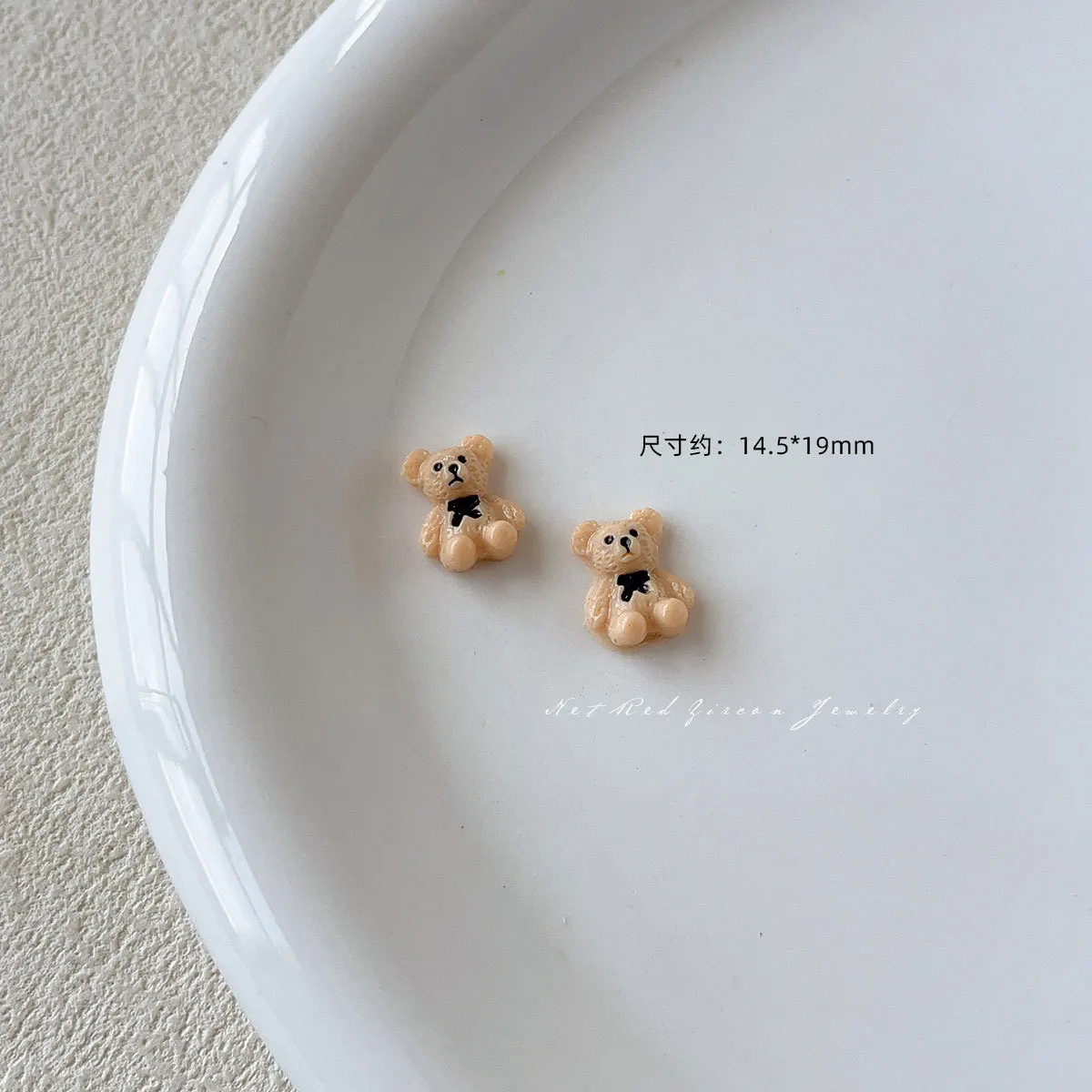 50 Pcs New Cartoon Coffee Color Little Bear Resin Flat Back Scrapbook Figurine DIY Bow Decor Manicure Accessories Crafts A41