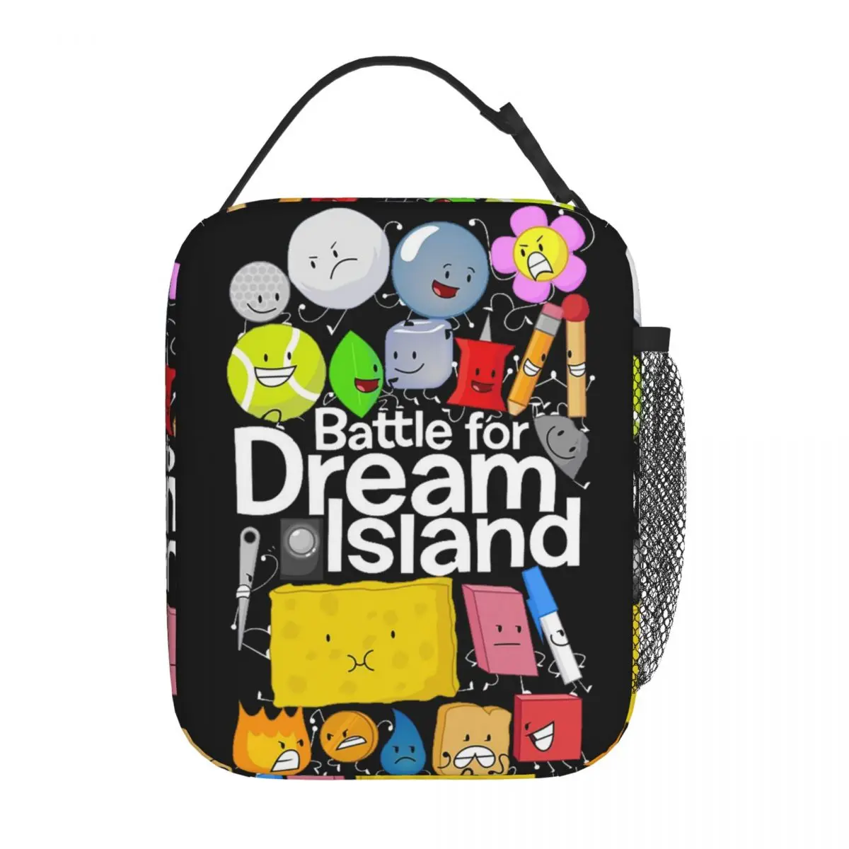 BFDI Poster Black Insulated Lunch Bag for Women Kids Portable Food Boxes Thermal Lunch Box Tote