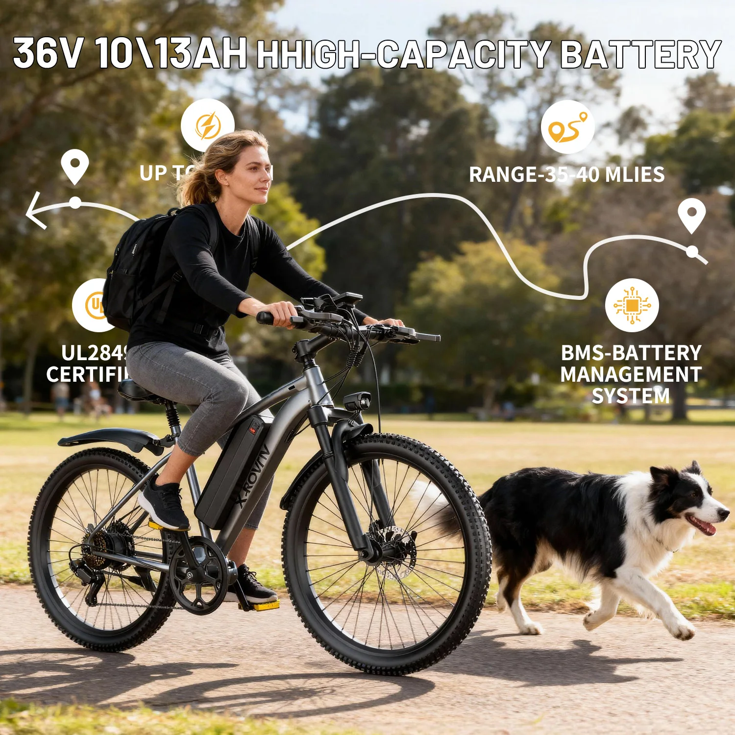 دراجة إلكترونية ذات 7 سرعات للبالغين، دراجة كهربائية مقاس 26 بوصة، محرك ذروة 1200 وات، 55 ميلًا في الساعة للتنقل والدراجة الجبلية الكهربائية على الطرق الوعرة،