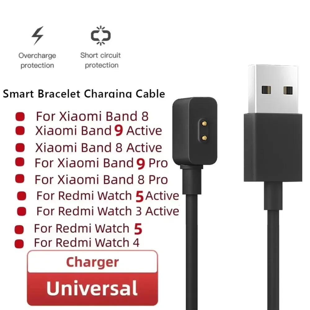 

Magnetic Charger For Redmi Watch 5 Active / Lite Mi Band 8 / 9 Pro Active Watch 4 Universal USB Charging Cable 100cm