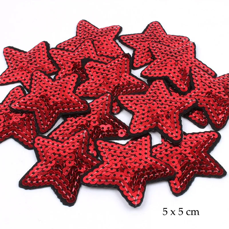 11 Systle 5pc Embroidered Sequin Small Star Patches for Clothing Iron on Clothes Smile Gold Silver Appliques Stripes Sticker Diy