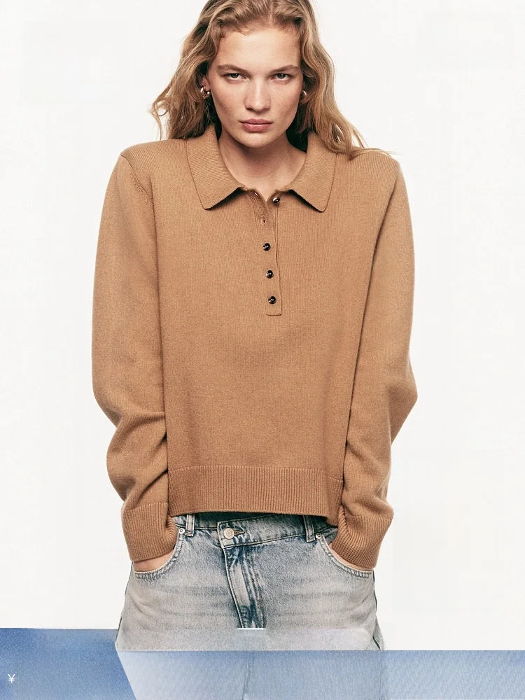 

Новый весенний женский свитер с подушечками, повседневный свитер на пуговицах, шерстяная смесь, полиэстер, нейлон H & M 323588, комфортная посадка