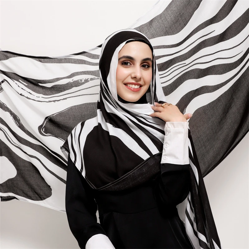 

New Rayon Viscose Muslim Hijabs for Abaya Women Veil Scarf Shawls Femme Soft Leopard Headscarf Islamic Turban Headband 2025