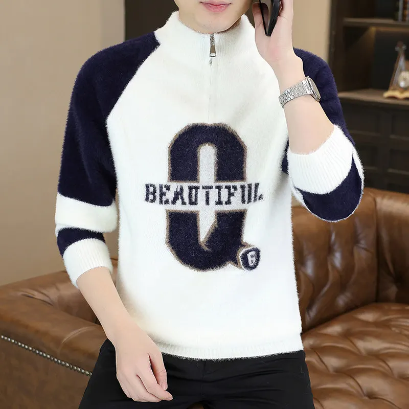 في سن المراهقة Faion f البريدي سترة محبوكة عادية طويلة Sve الرجال irt الخريف الشتاء جديد Sle اللون بلو تريكو للشباب #4