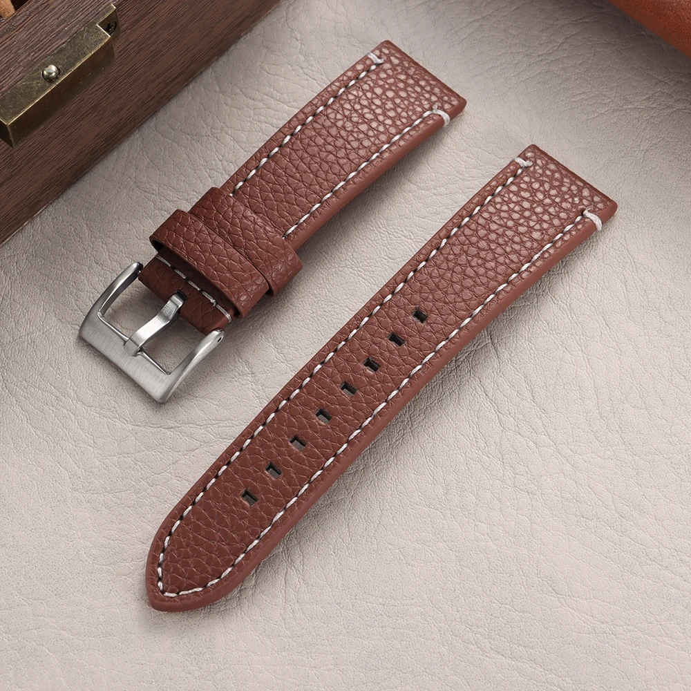 Leder-Uhrenarmband mit Litschi-Muster 18mm 20mm 22mm 24mm Armband für HUAWEI WATCH GT4 5 Pro Ersatz Universelle Weiche Uhrenarmbänder – Detail 12