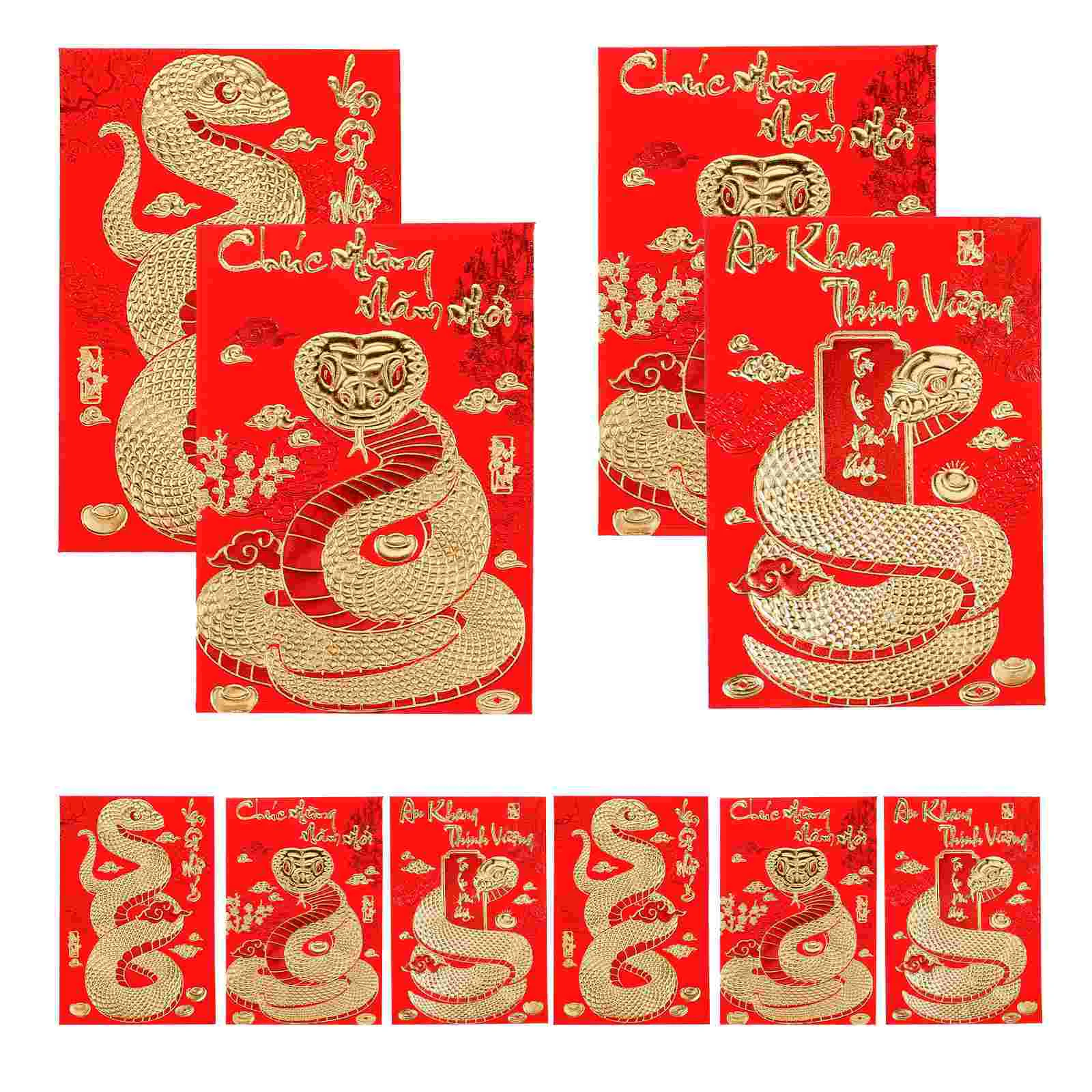 18 Uds. Sobre rojo del Festival de Primavera del Año Corto de la serpiente, sobres de dinero chinos para regalo, bolsillos de papel Fengshui Hongbao