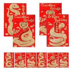 18 Uds. Sobre rojo del Festival de Primavera del Año Corto de la serpiente, sobres de dinero chinos para regalo, bolsillos de papel Fengshui Hongbao 2025