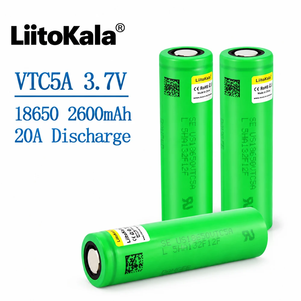 Hot Liitokala 2600mAh 3.7V 18650 VTC5A Rechargeable Li-ion Battery US18650VTC5A 35A Toys Flashlight Power Tools Model Airplanes