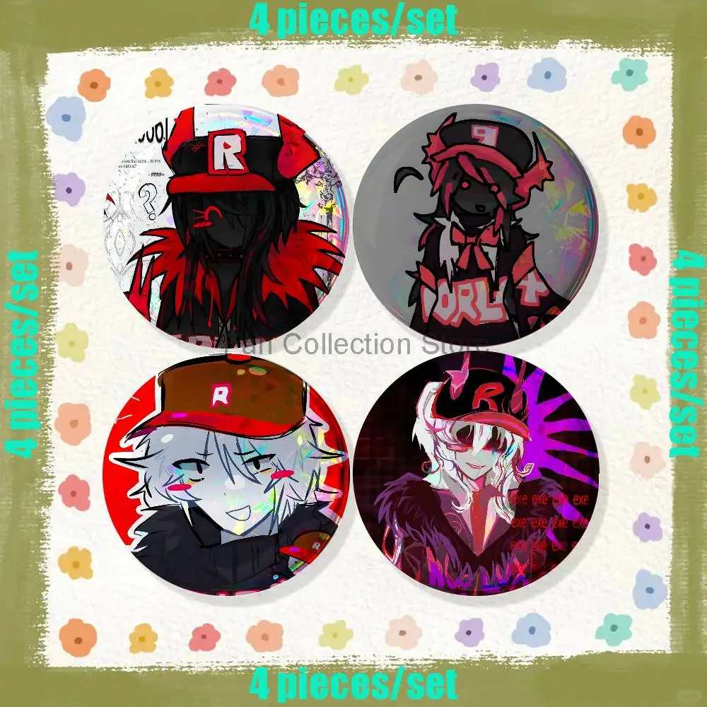 Guest666 4-piece set Enamel Pins Cartoon Anime Badge Fashion Jewelry Accessories Round Snap-in Brooch