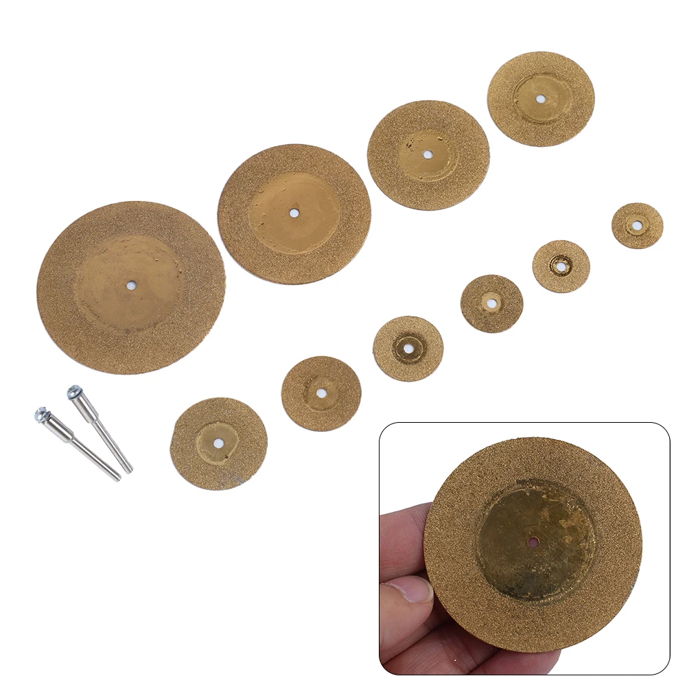 10pcs Brazing Cutting Disc For Rotary Tools TiN Coated Circular Saw Blade Cutting Wood Glass Saw Blade 16-60mm Power Tool