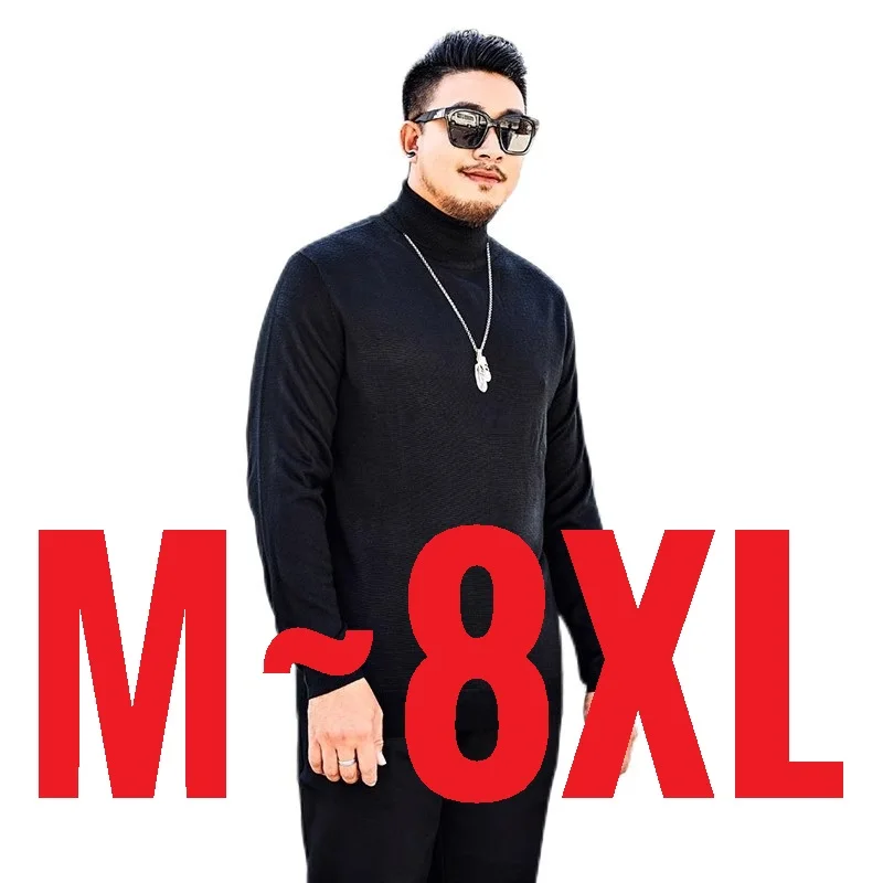 

Мужской свитер-пуловер с высоким воротом больших размеров (до 8XL), легкий, на флисовой подкладке, осенний джемпер для мужчин