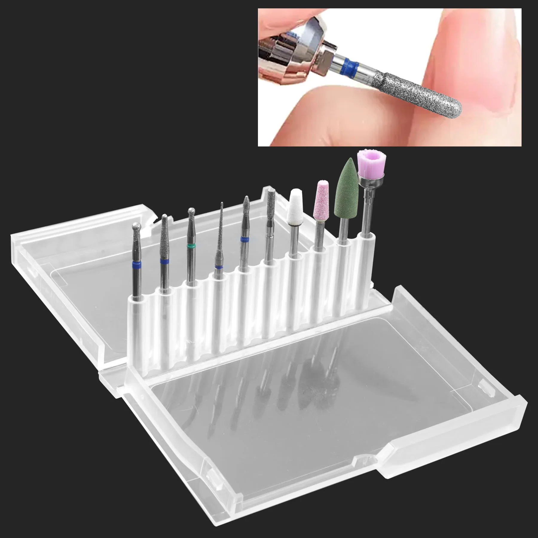 10개/박스 다기능 네일 커터 전동 네일 드릴 비트 매니큐어 페디큐어 텅스텐 합금 연마 헤드 네일 도구