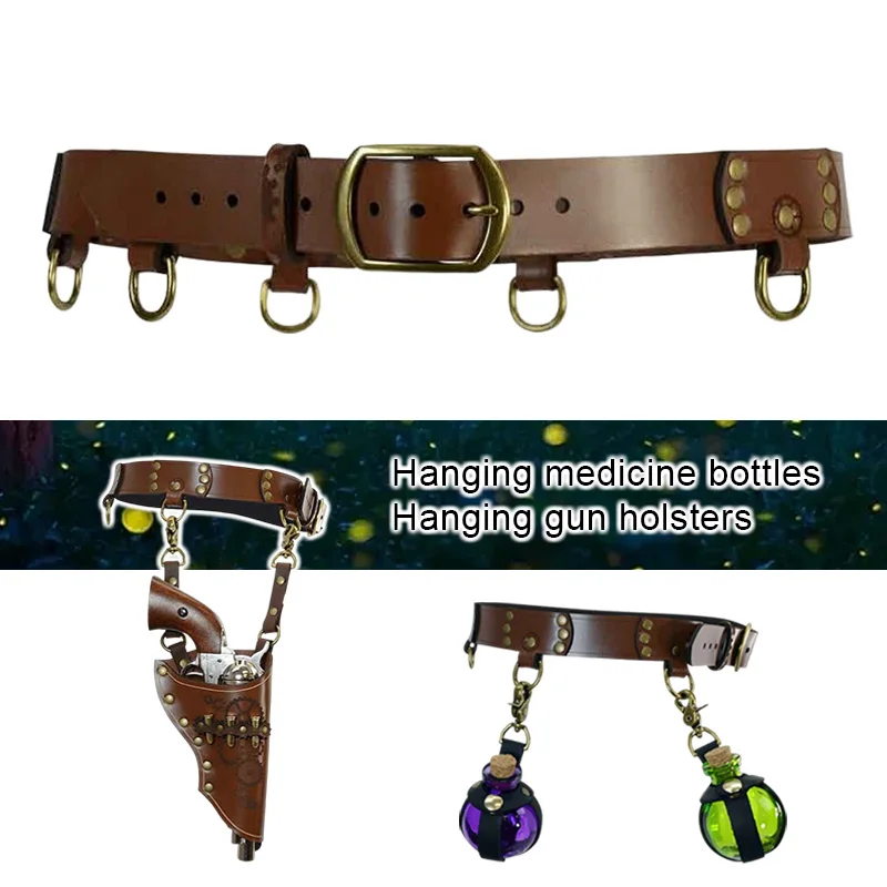 

Retro Leather Belt Medieval Men Belt Capable of Hanging Holster/Alchemy Potion Bottle Knight Pirate Belt Halloween Costume Props