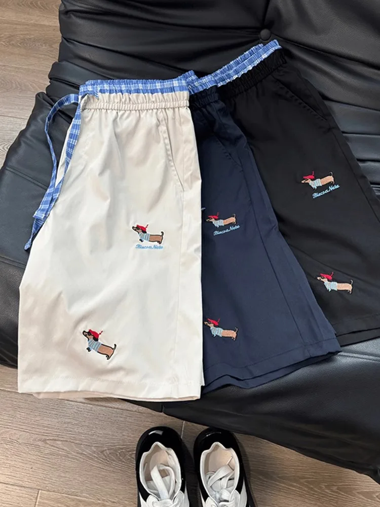 

Летние тонкие повседневные шорты для подростков с вышивкой и аппликацией, быстросохнущие, в американском стиле, спортивные, для отдыха