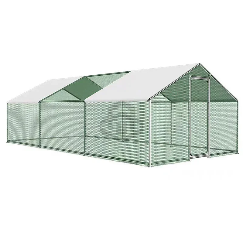 

Metal Chicken Coop Walk-in Poultry Cage Hen Run House Rabbits Habitat Cage Spire Shaped Cage with Waterproof UV Cover