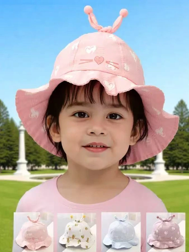 Baby sun protection cap, infant protective face mask, full face protection, breathable, summer outdoor fisherman's cap for young