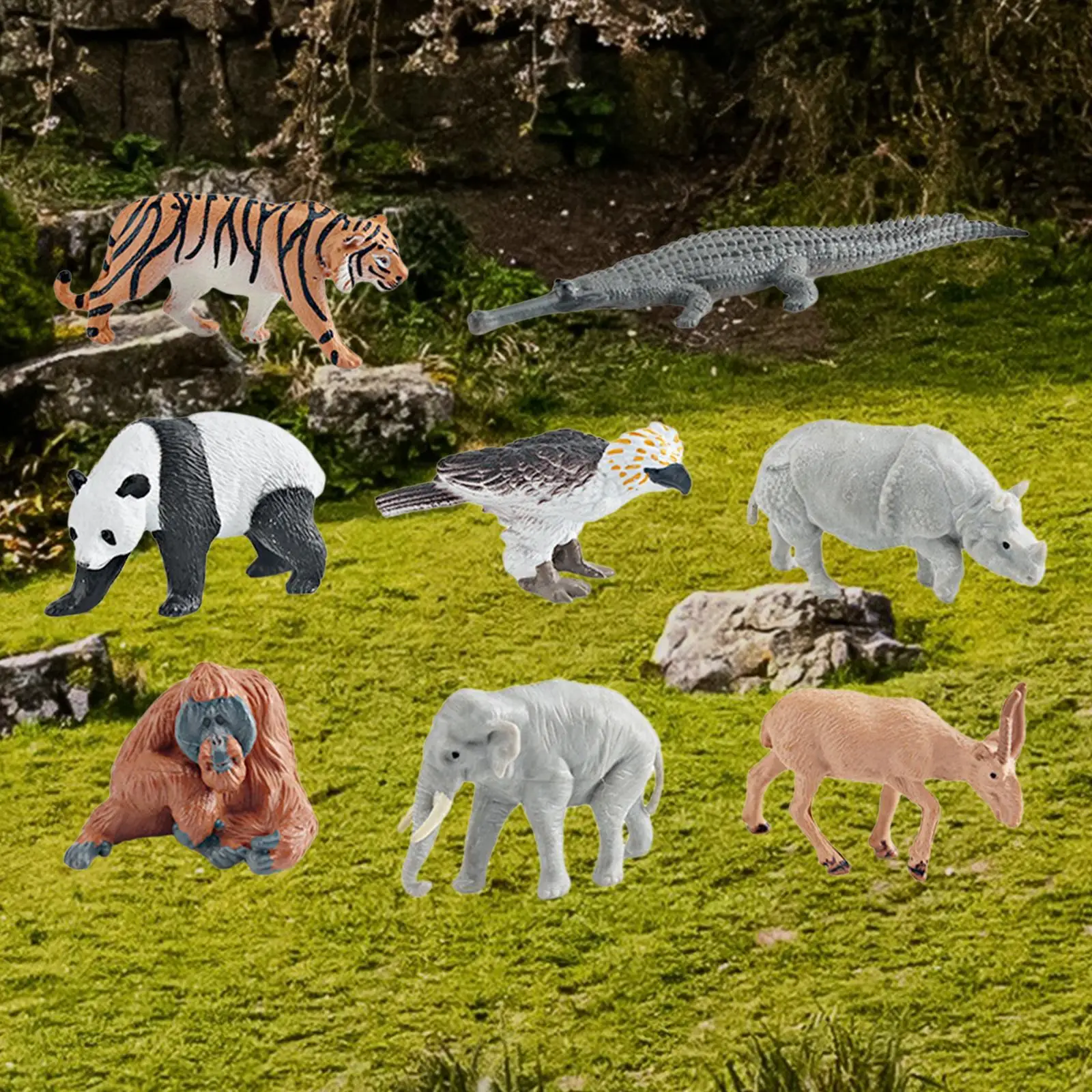 8Pcs Realistic Animals Figures Toys African Jungle Animals Playset Party Supplies Wildlife Zoo Animals Figurines for Holiday