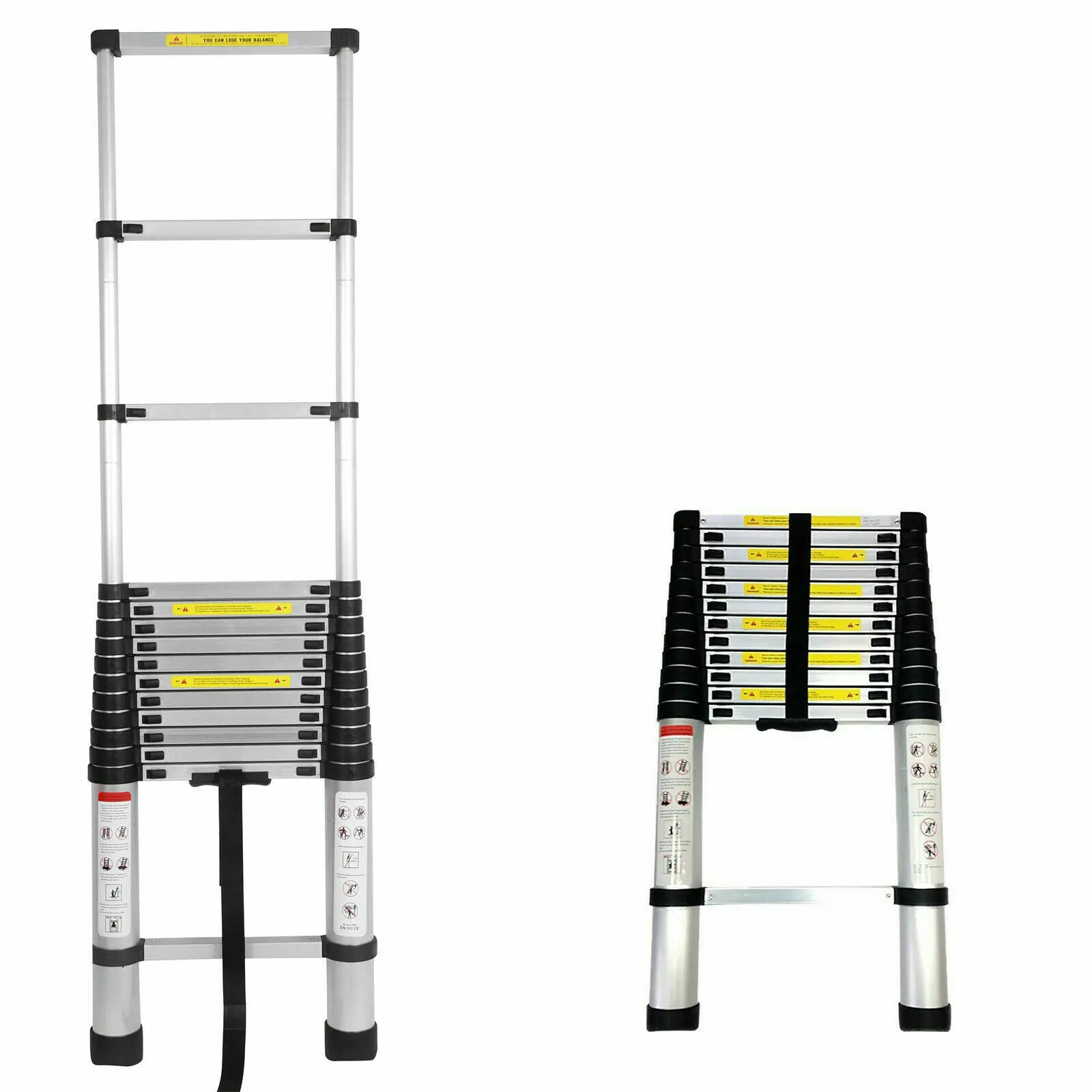 Scala telescopica in alluminio, scala telescopica, scala artistica multiuso per loft per la casa all\'aperto, capacità EN131, 330 libbre